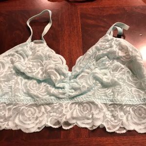 PINK Baby Blue Lace Bralette Large